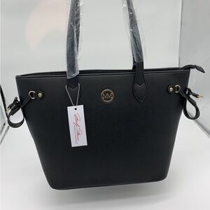 Marilyn Monroe Large Black Tote Bag Handbag Purse With Red Lining & Bottom Studs